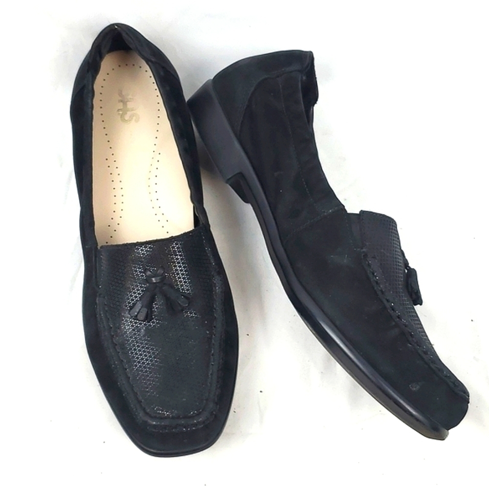 SAS Hope Black Suede Tassel Slip On‎ Loafer Comfort Shoe